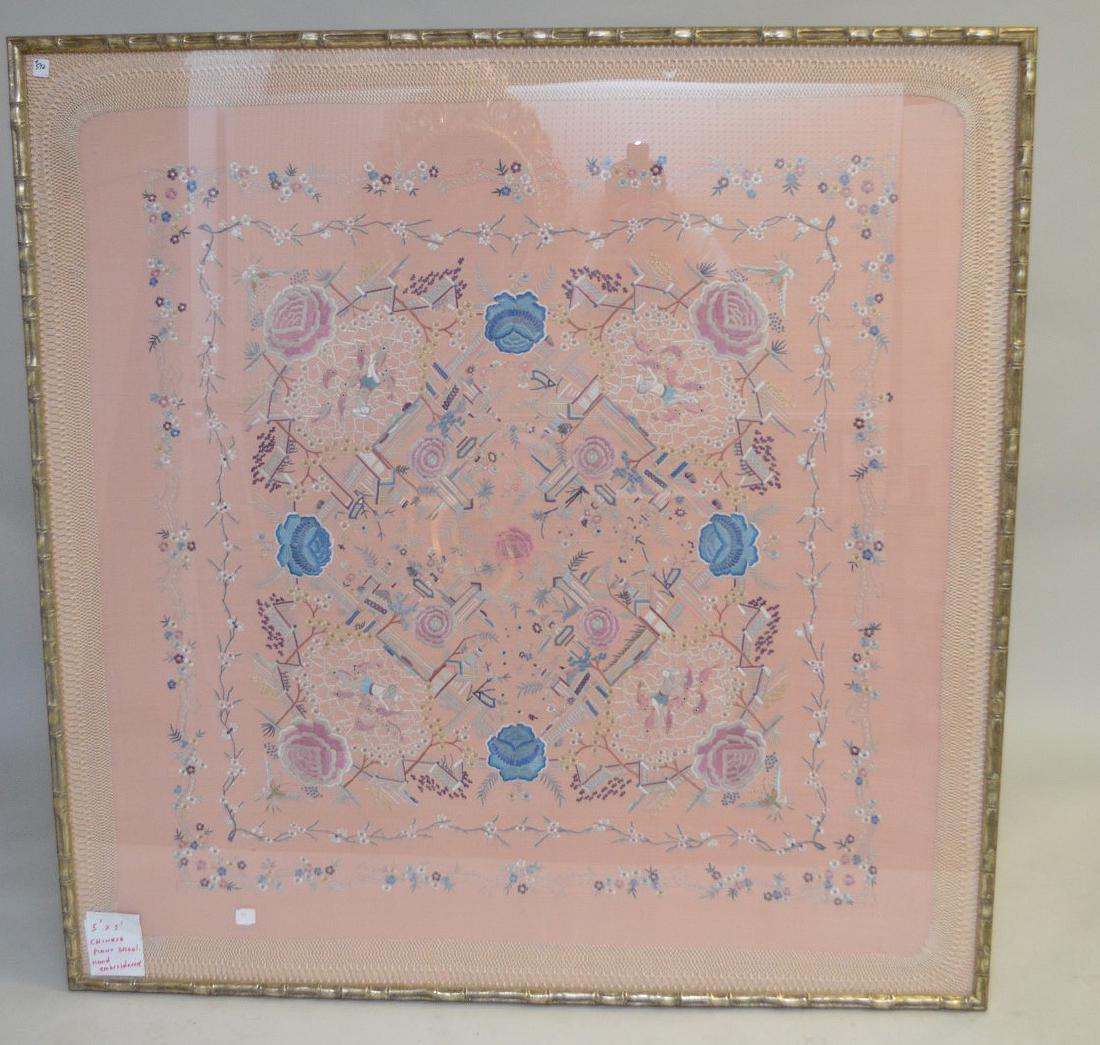 Chinese silk embroider Piano Shawl, 5 x 5 feet,: Chinese silk embroider Piano Shawl, 5 x 5 feet,