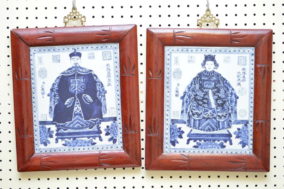 Pair blue and white Chinese plaques (1 of 4)