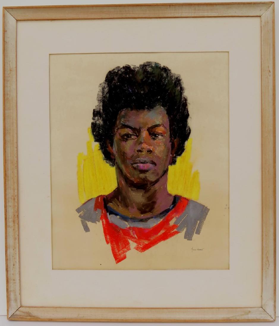 JOHN CUTHBERT HARE, (Provincetown, MA/Florida,: JOHN CUTHBERT HARE, (Provincetown, MA/Florida, 1908-1978), Pastel on Paper, PORTRAIT OF AN AFRICAN AMERICAN MAN, 16 ¼ inches X 13 ¼ inches (sight), matted & framed under glass 23 ½ inches X 20 inch