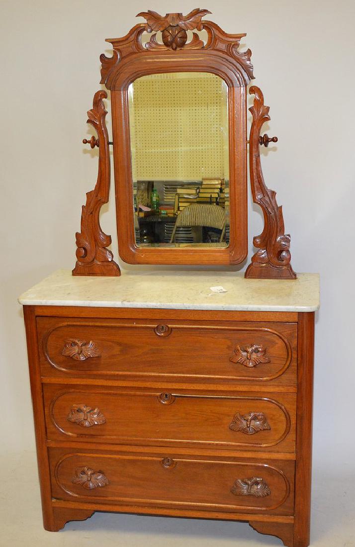 American walnut cottage dresser with carved handles and (1 of 5)
