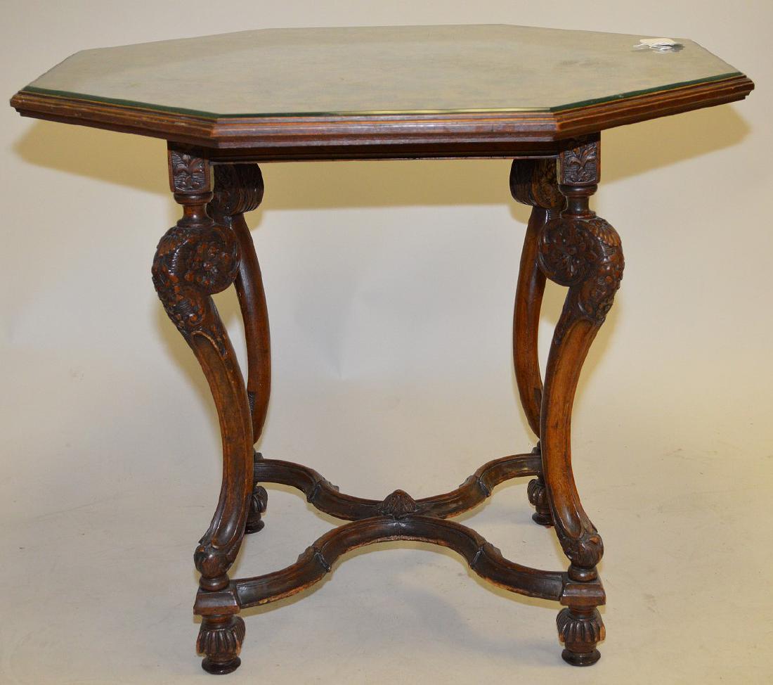 Continental circa 1890-1920 carved octagonal table with (1 of 6)