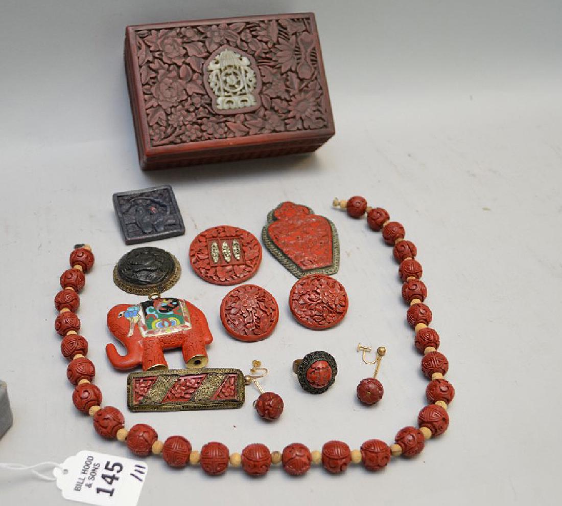 Lot of 11 Vintage Cinnabar Articles Lot includes a (1 of 7)