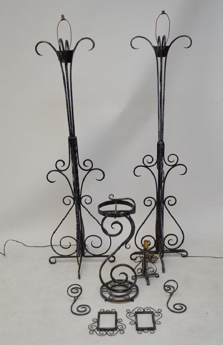 Pair scrolling iron floor lamps (1 of 5)