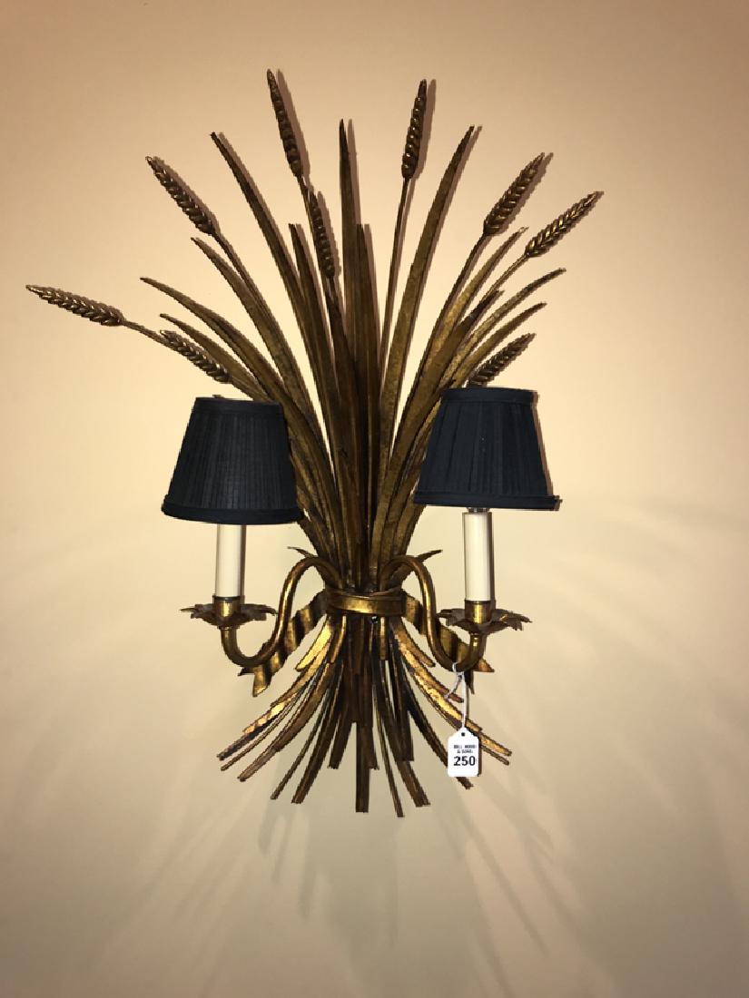 Pair of gilt-metal wheat sconces H. 25” W. 20” d. 12” (1 of 1)
