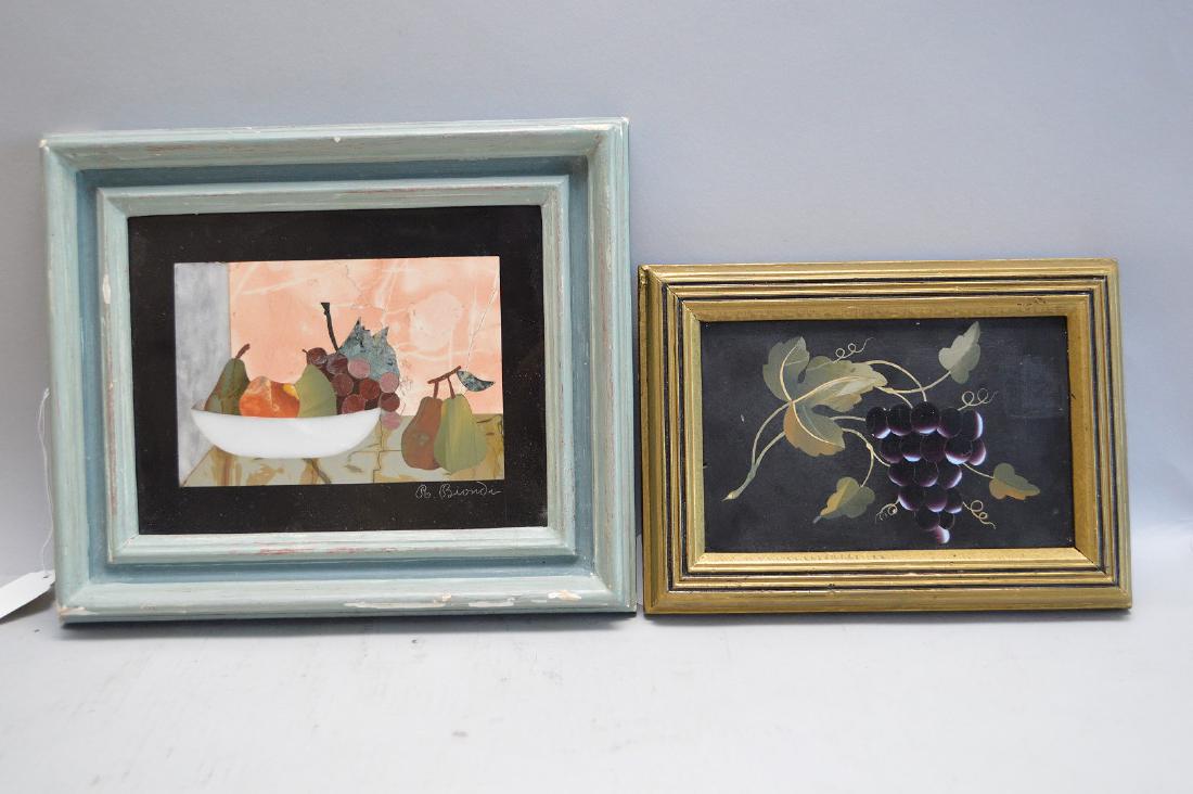 Two Pietra Dura Framed Plaques of Fruit - Inlaid stone (1 of 7)