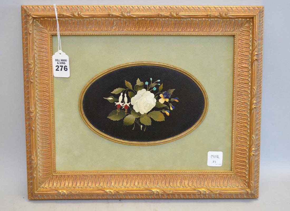 Pietra Dura Plaque of Flowers in a Carved Gilt Wood (1 of 3)