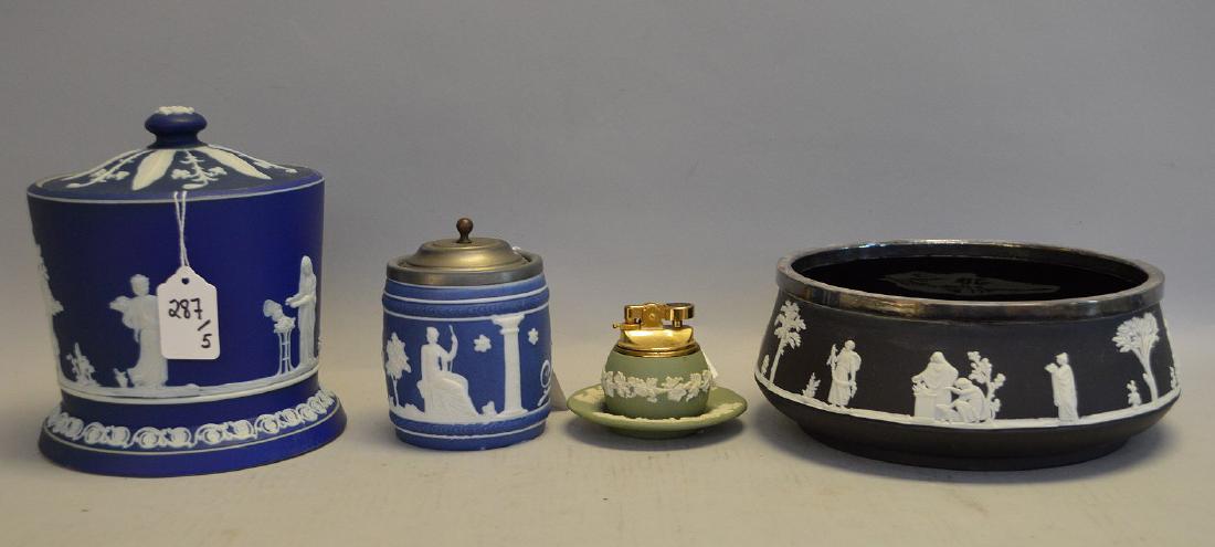 Five Wedgewood Jasper Ware Articles - Black bowl 9" (1 of 4)