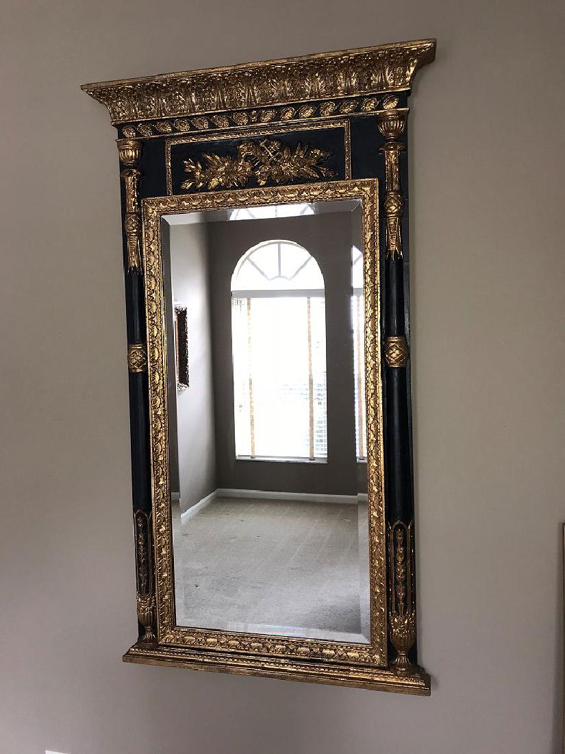 Beveled glass mirror, black with gilded accents, 56"h x (1 of 3)