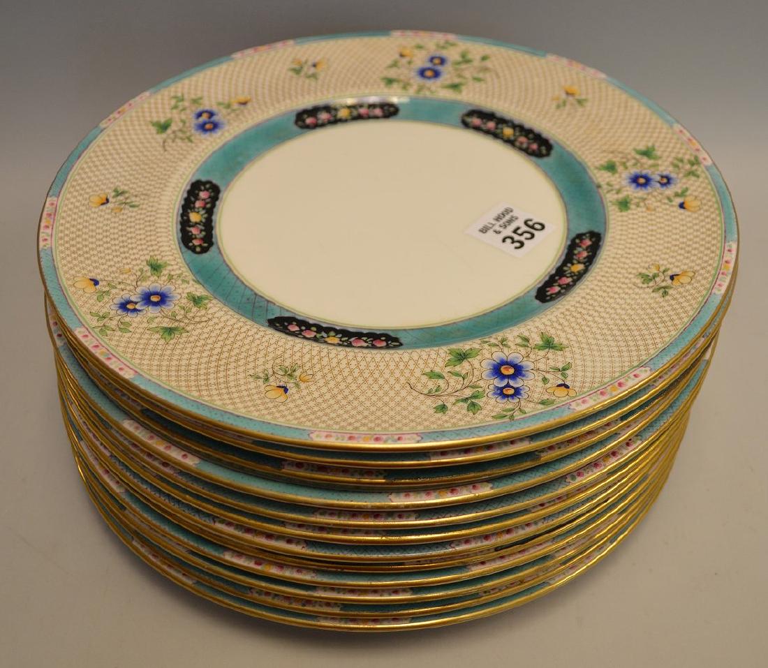 12 Royal Doulton plates, turquoise and blue floral (1 of 3)