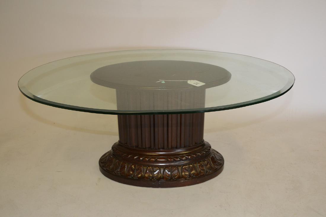 2 oval wood occasional table with seeded pedestal base, (1 of 3)