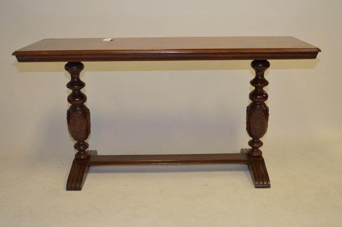 Mahogany library/sofa table with trestle base, 30"h x (1 of 5)