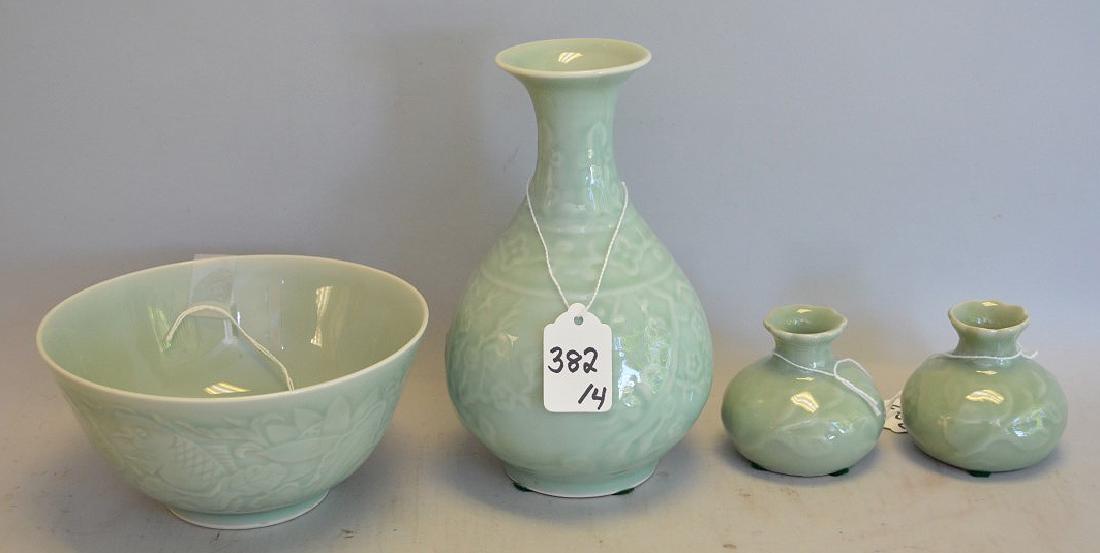 Four Chinese Celadon Glazed Porcelain Vessels - All (1 of 3)