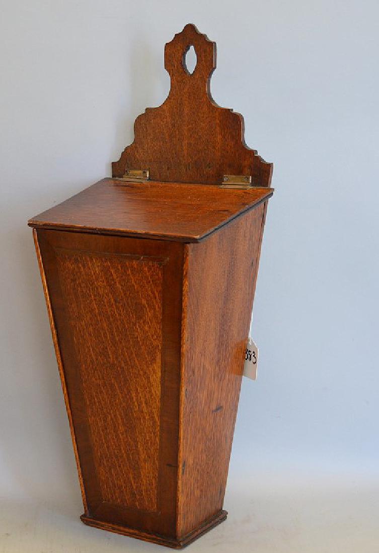 Early English Candle Box of Oak with Mahagony Inlay  - (1 of 4)