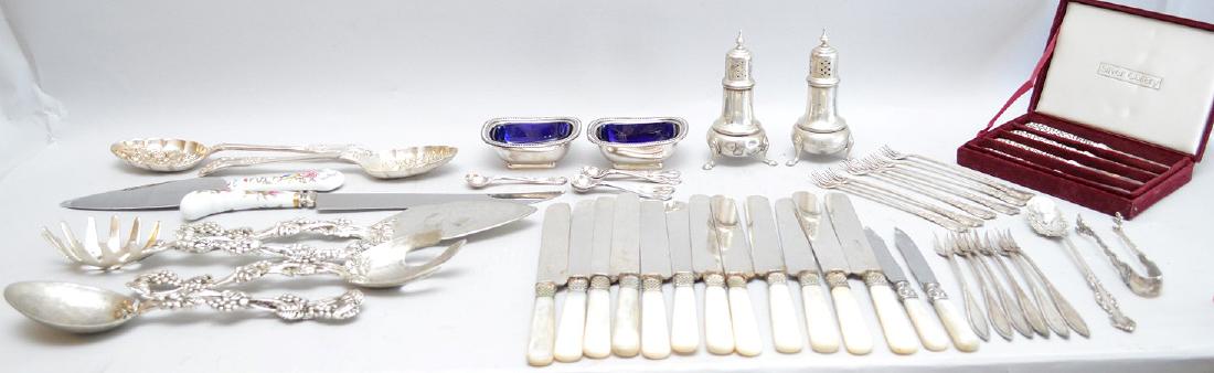 Misc. lot of silver plate, metal and abalone flatware, (1 of 5)