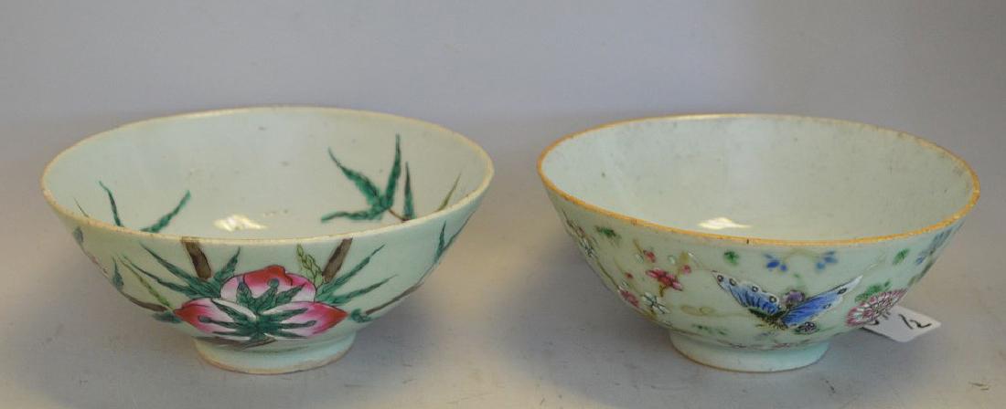 Two Chinese Celadon Glazed Porcelain Bowls Peaches & (1 of 4)