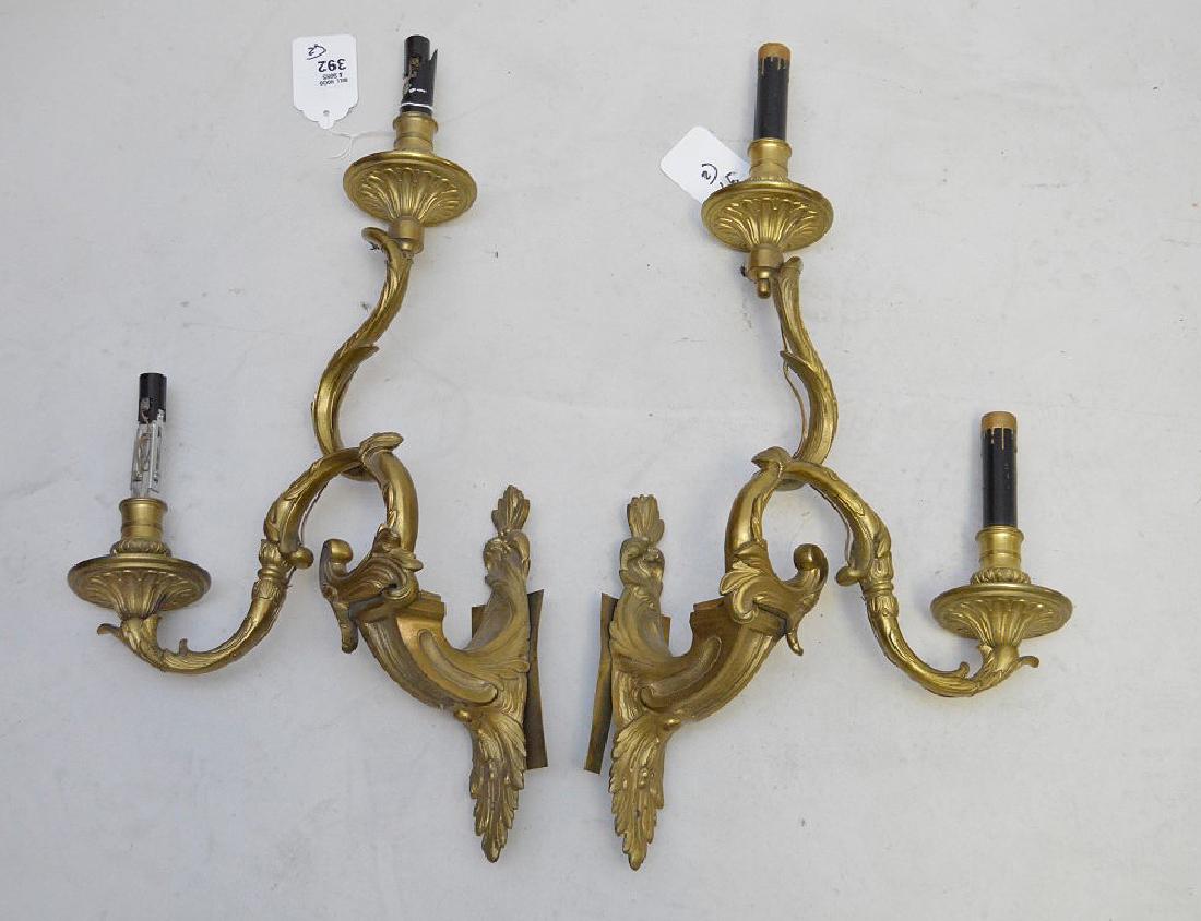 Pair of bronze 2 light candelabra, 22 1/2"h x 11 3/4"w (1 of 3)