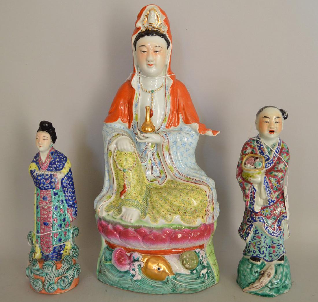 Three Chinese Republic Period Porcelain Statues,