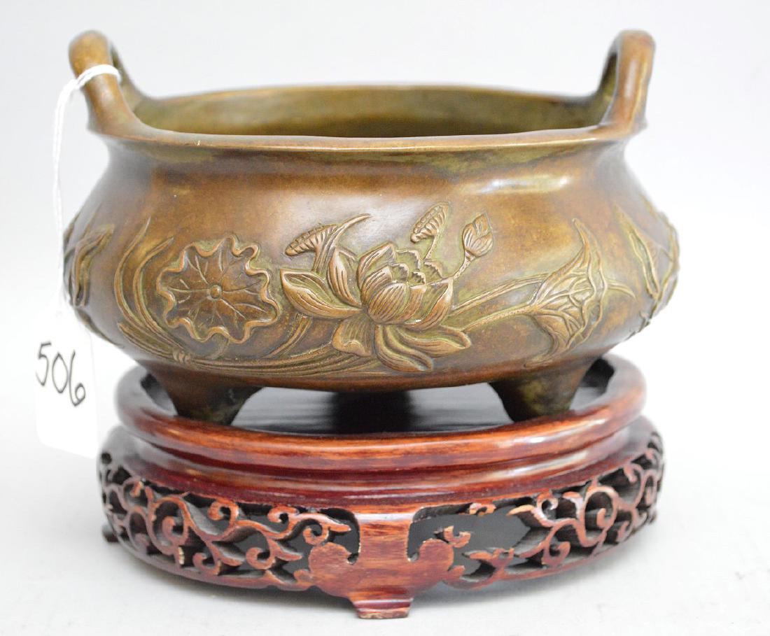 Chinese Bronze Lotus Flower Bowl - Heavy thick bronze (1 of 6)