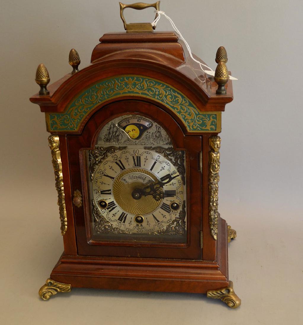 Warmink Dutch Burl Wood Moon Phase Mantle Clock - Green (1 of 6)