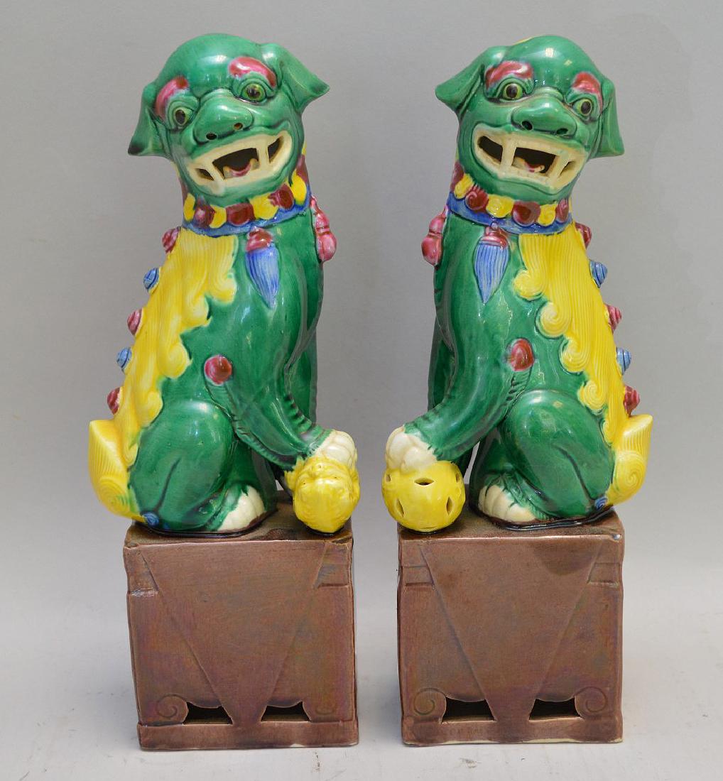 Pair of ceramic foo dogs, 10"h (1 of 6)