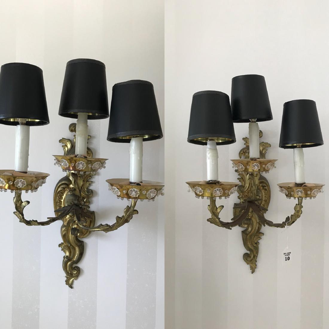 Pair of Gilt Bronze Three-Light Rococo-Style Sconces (1 of 7)