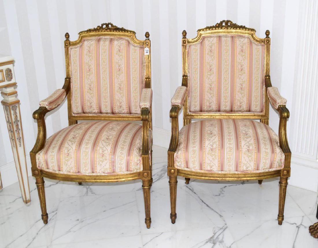 Pair of French Fauteuil Louis XV-style Gilt Wood (1 of 7)
