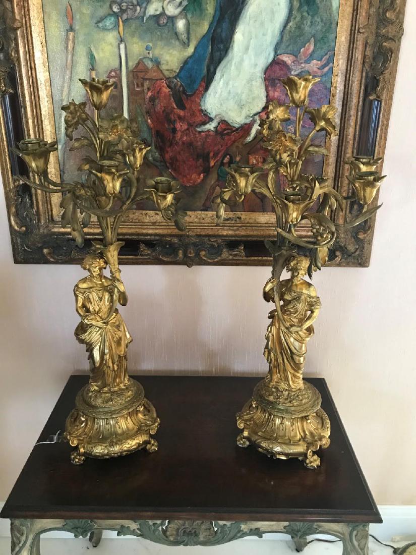 Pair of 19th Century Gilt Bronze Six-Light Candelabras (1 of 9)