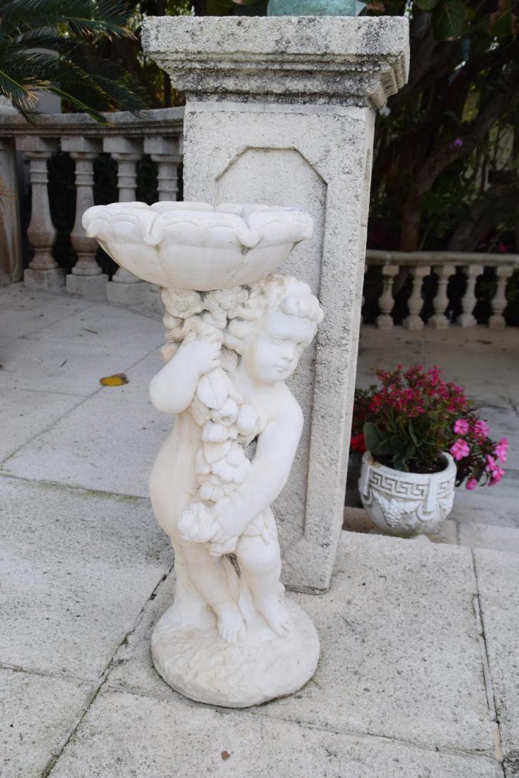 Pair of Cast Stone Figural Bird Baths Condition: Minor (1 of 2)