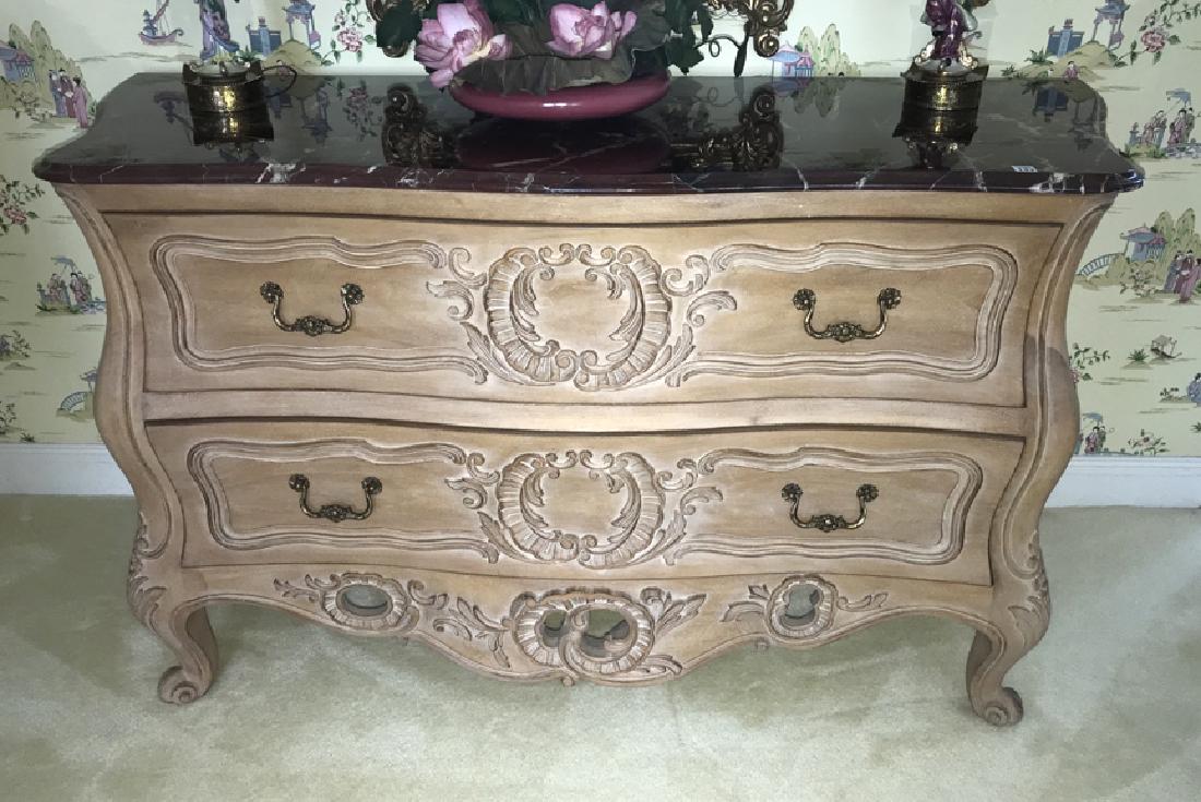 Lewis Mittan Carved Light Wood Two-Drawer Chest with (1 of 2)