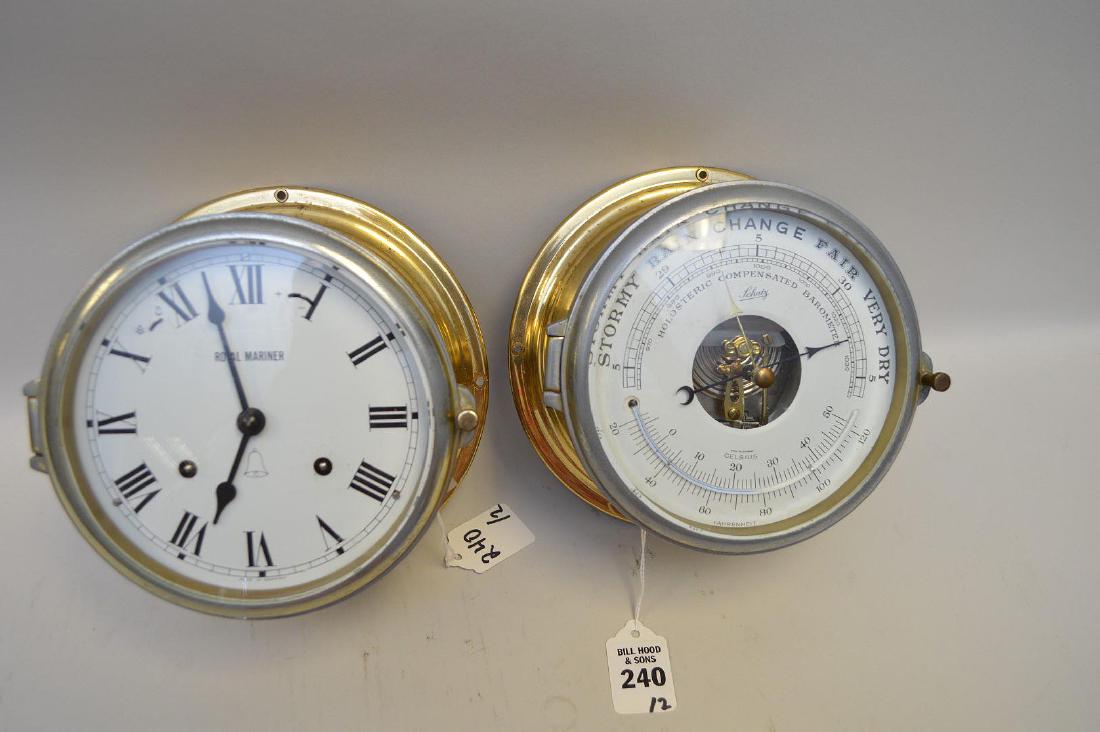 Brass Royal Marnier Ship Clock & Schaltz Barometer - (1 of 6)
