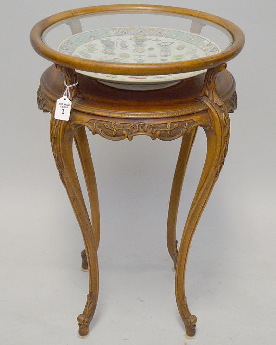Antique Chinese Porcelain Charger in wood stand (1 of 11)
