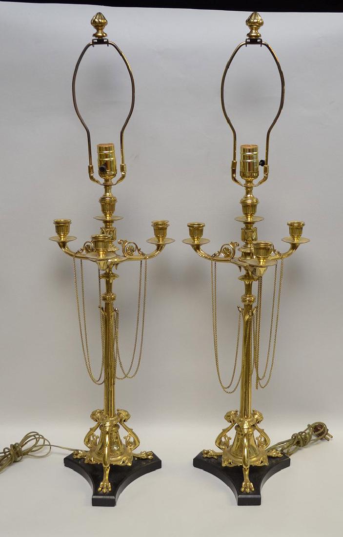 Pair of French Gilt Bronze 4-light Candelabra Lamps (1 of 6)
