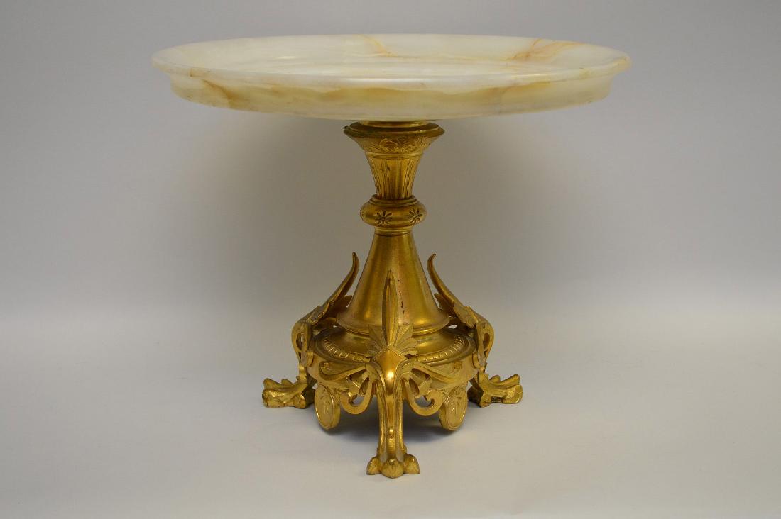 White Onyx & Gilt Bronze Tazza - Shallow white onyx (1 of 4)