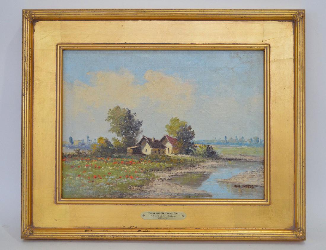 Nan Jane Sheets (AMERICAN, 1885-1976) oil on canvas,: Nan Jane Sheets (AMERICAN, 1885-1976) oil on canvas, Oklahoma Summers Day, canvas 12 x 16 inches