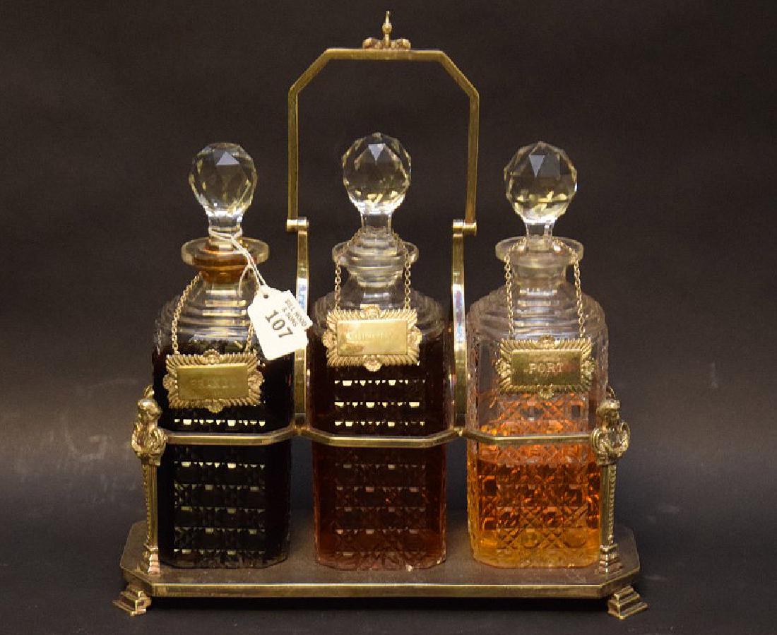 Silver plated decanter caddy with bale handle and 3 (1 of 7)