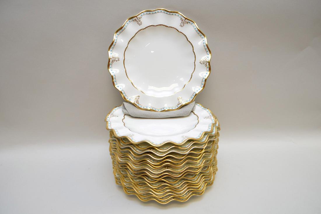 18 Royal Crown Derby dinner plates, Lombardy, ruffled (1 of 9)