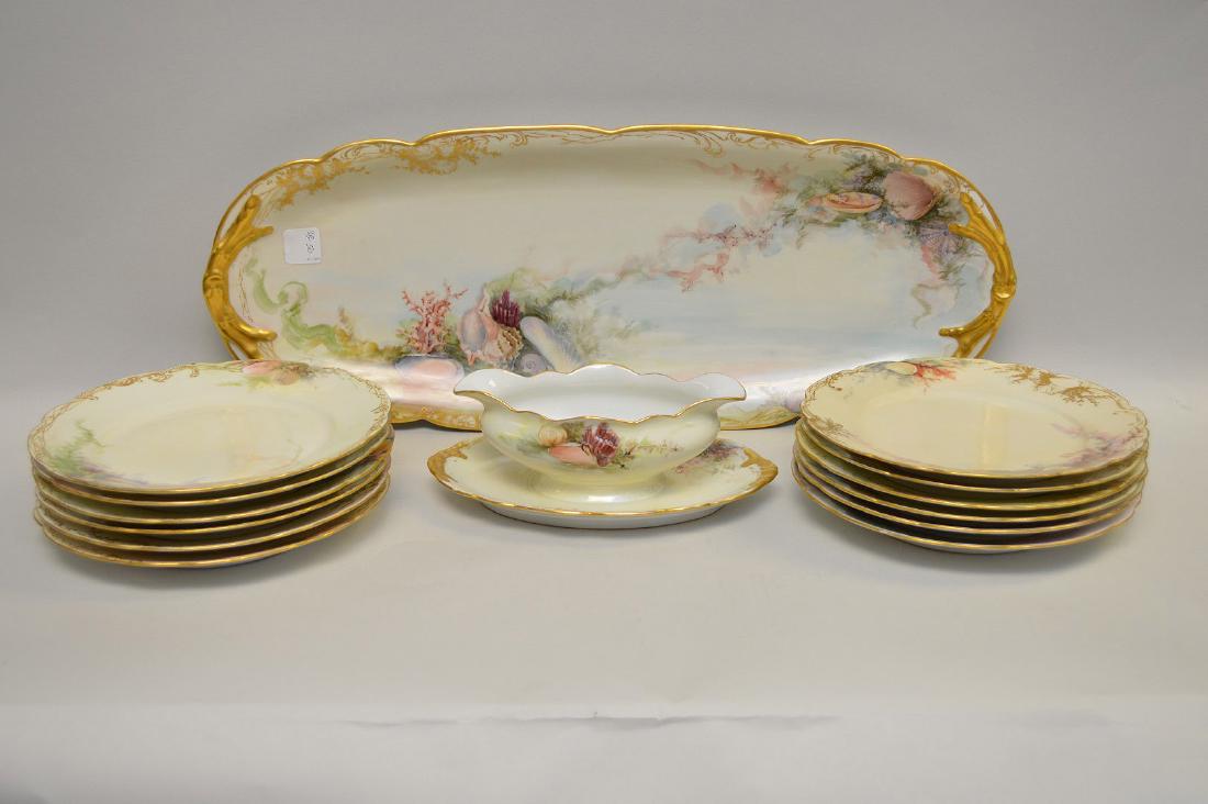 Limoges porcelain fish set (TV France), handpainted (1 of 10)