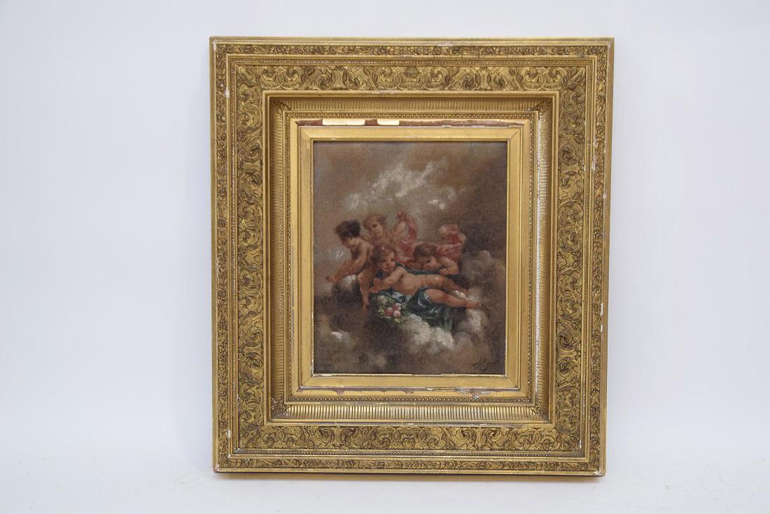 Charles Augustus Henry Lutyens (United Kingdom 1829 -: Charles Augustus Henry Lutyens (United Kingdom 1829 - 1915) oil on canvas, Cherubs, 12 x 10