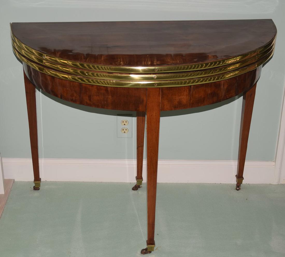 19th c. English demi lune console, triple folding (1 of 7)