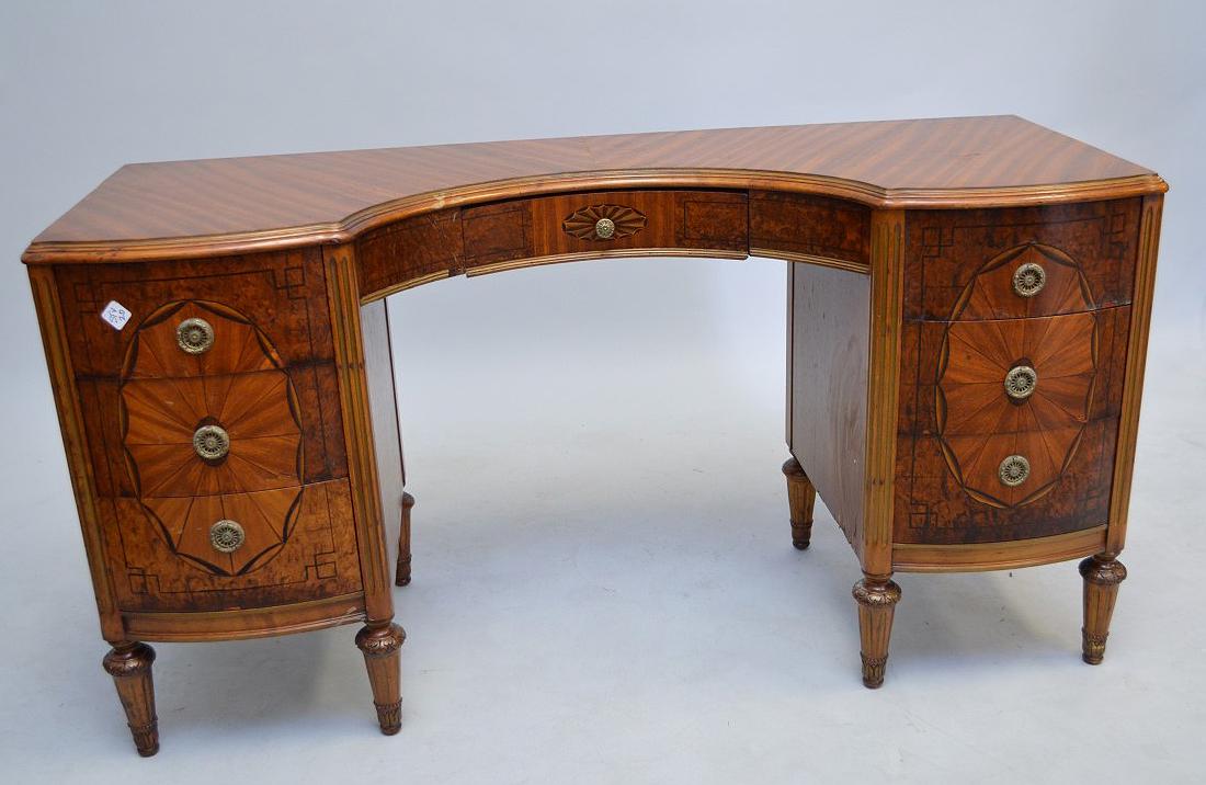 Vanity, inlay flame mahogany with 7 drawers, fan motif, (1 of 5)