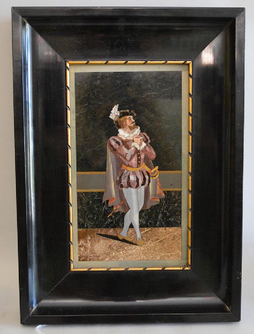 A Menegatti Pietra Dura Plaque depicting a cavalier. (1 of 5)