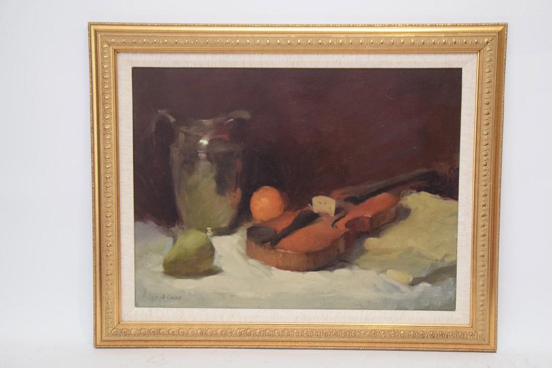 Rudolph Colao (American 1927 - 2014) Still Life, oil on: Rudolph Colao (American 1927 - 2014) Still Life, oil on board, Violin, canvas 18 x 24 inches