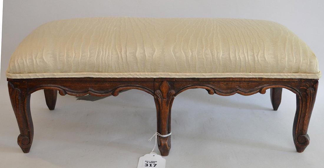 Antique French Carved Mahogany & Upholstered Stool. (1 of 3)