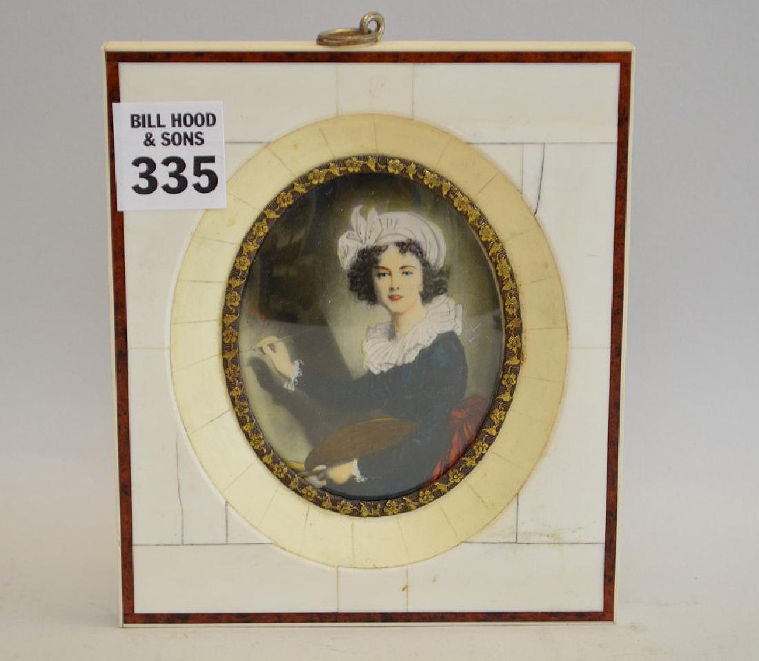 Miniature female portrait in shell type white frame, 3 (1 of 4)