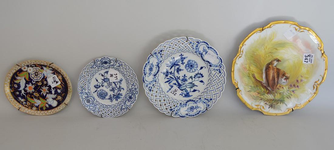 2 reticulated Meissen plates (6"), Limoges bird plate (1 of 7)