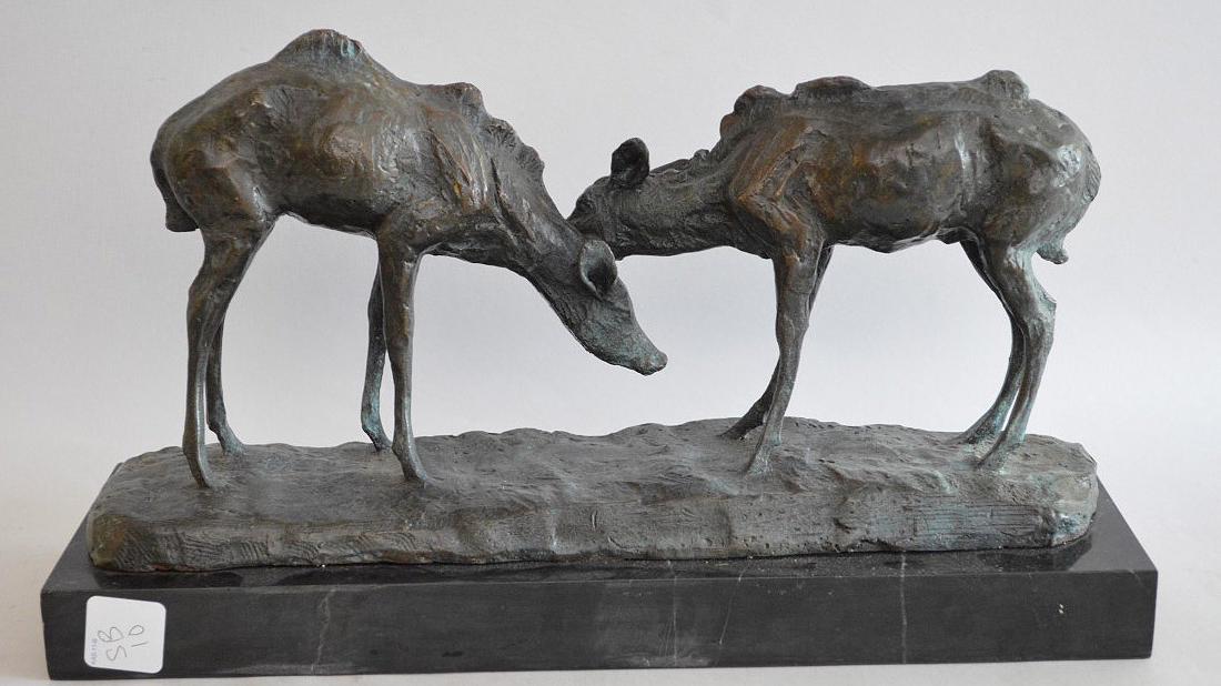 Decorative Bronze animal sculpture signed illegibly, (1 of 7)