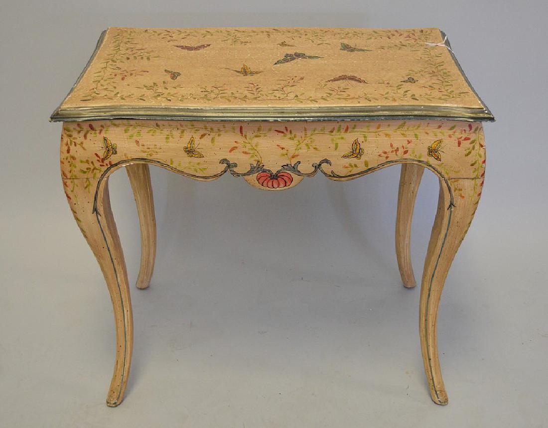 Handpainted occasional table, flora & butterflies (1 of 3)