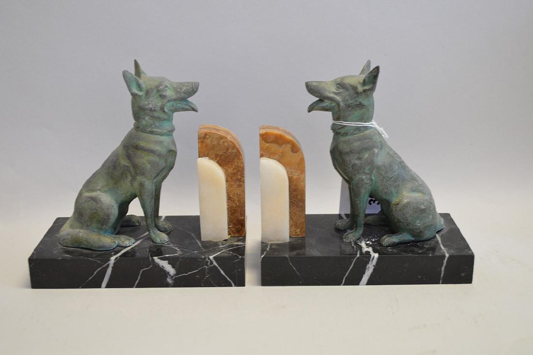 Art Deco dog & onyx bookends, 6" x 6" (one needs (1 of 5)