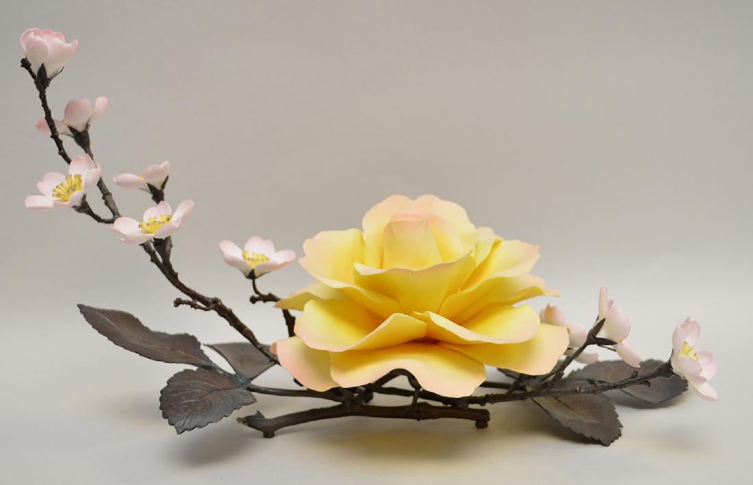 Boehm porcelain, single yellow rose with pink dogwood & (1 of 7)