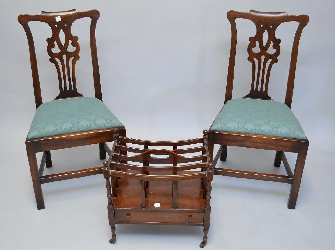 Pair mahogany circa 1940's Chippendale side chairs with (1 of 8)